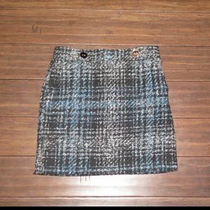 Blue Tweed Ann Taylor Loft Petite Skirt